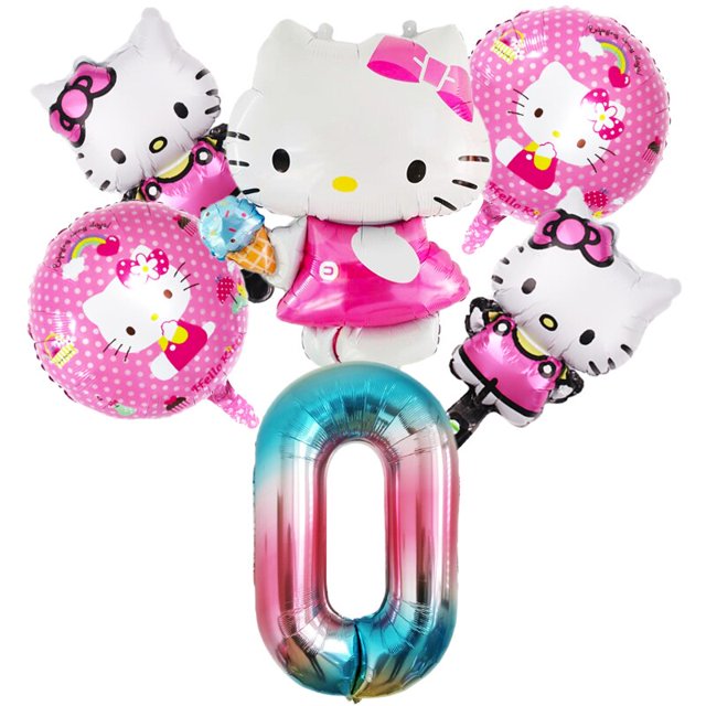 Juego de Globos de helio de Hello Kitty para niños, decoración de fiesta de cumpleaños, número de 32 pulgadas, 1 Juego