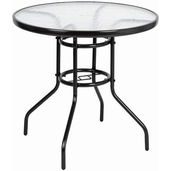SSyao 31.5 Inch Round Cast Aluminum Outdoor Dining Table Garden Patio Furniture Black