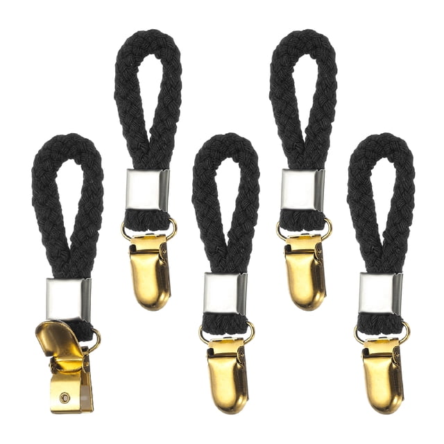 Uxcell 5 Pcs Clips para Colgar Toallas de Té, Clip de Toalla con Asa de Algodón Trenzado de 0.9" de Ancho