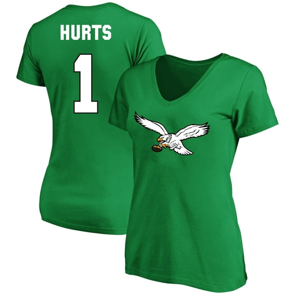 Women's Jalen Hurts Kelly Green Philadelphia Eagles Plus Size Fair Catch Name & Number Scoop Neck T-Shirt