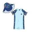 thumbnail image 3 of Hotiary Boys Summer Cute Printed Short Sleeve One-Piece Swimsuit and Sunscreen Hat Two-Piece Set for 6M-5T Infant Toddler, 3 of 4