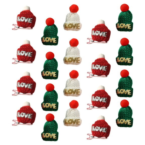 PTOOTP 20-Piece Assorted Color Wool Christmas Hat Hairpins for Women and Kids Holiday Hair Accessories Set