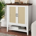 thumbnail image 7 of SAINSPEED Accent Cabinet, Buffet Cabinet with Storage, Rattan Sideboard Entryway Cabinet with Doors and Shelves, Kitchen Storage Cabinet Furniture for Living Room, Dining Room, Hallway, White, 7 of 7