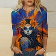 thumbnail image 2 of Xdegoge Dia De Los Muertos Shirt Women Day of The Dead Shirts Mexico Skeleton 3/4 Sleeve Tops Plus Size Mexican Skull Tequila T Shirt Vintage Holiday Party Blouses Tequila Costume Crew Neck Tshirts, 2 of 6