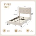 thumbnail image 3 of Danolapsi Twin/Full/Queen/King Size Platform Bed Frame with Headboard, Linen Fabric Twin Upholstered Bed Frame with Adjustable Headboard, Wood Slat Support and Strong Metal Bed Frame, Noise Free, 3 of 6