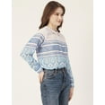 thumbnail image 4 of Moomaya Womens Printed Peter Pan Collar Shirt, Long Sleeve Button Down Designer Shirt, 4 of 8