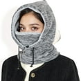 thumbnail image 3 of Women's Fleece-Lined Hooded Neck Warmer with Adjustable Drawstrings for Full Coverage and Winter Protection-Light Gray, 3 of 6