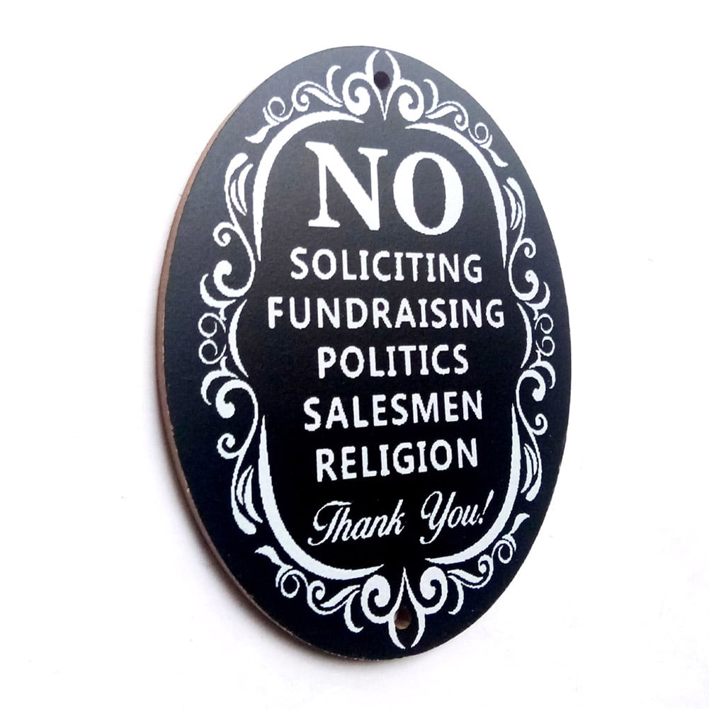 No Soliciting Fundraising Sign Home Business Home Door Plate Wooden Craft Charm 