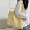 thumbnail image 5 of CHUMUD Women's Striped Canvas Shoulder Tote, Retro Casual Handbag, Reusable Multi-Purpose Travel & Grocery Bag, 5 of 9