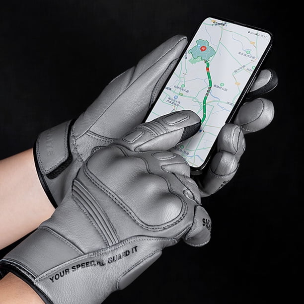 Guantes de cuero Moto de piel de cabra a prueba de viento Absorción de golpes de invierno para deportes al aire libre Tmvgtek Accesorios para autos y motos