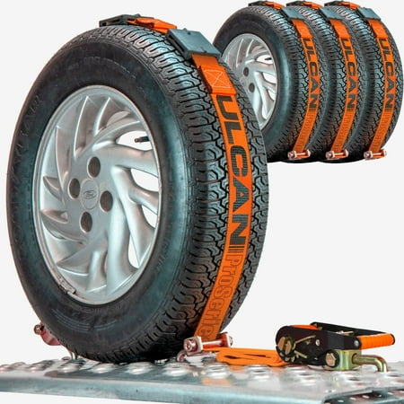 

VULCAN Autohauler Car Tie Down - Rolling Idler 3-Cleat - 120 Inch - 4 Pack - PROSeries - 3 300 Pound Safe Working Load
