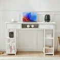 thumbnail image 4 of edx Small Desk with Drawers & Storage Shelves, 48 Inch Computer Desk Modern White Desk Gaming Writing Desk Study Table for Home Office, White, 4 of 8