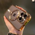 thumbnail image 1 of Luxury Plating For Magsafe Wireless Charge Case For iPhone 15 14 13 Pro Max Plus Clear Soft Magnetic Silicon Cover, 1 of 5