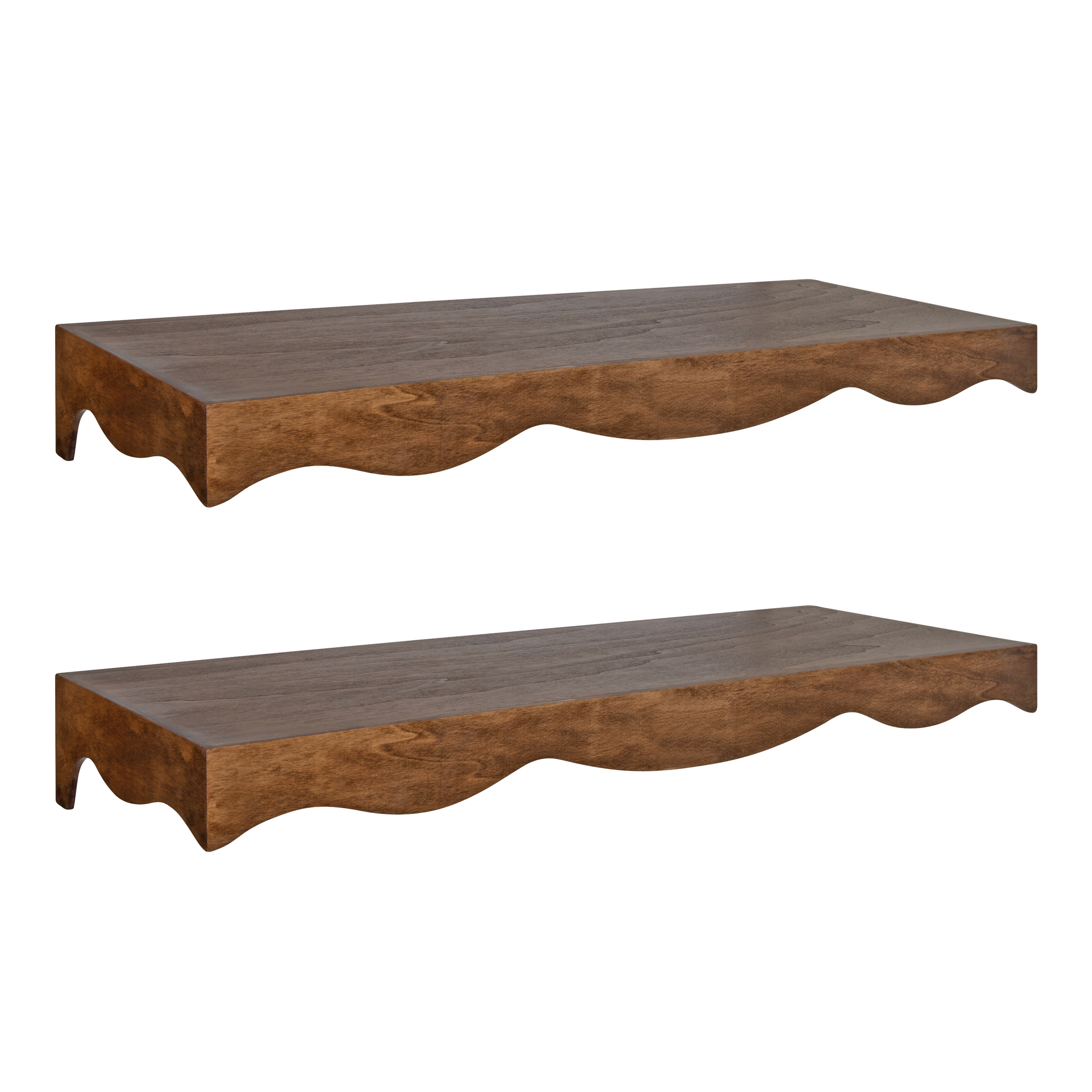 Kate and Laurel Justina Traditional Wall Shelf, Set Of 2, Rustic Wood