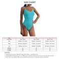 thumbnail image 5 of Traje de baño para mujer Cuello en V Ajustar correas espaguetis Color puro Corte alto Traje de baño de una pieza Verde claro M, 5 of 5