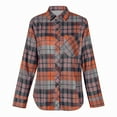 thumbnail image 3 of Plaid Shirts for Women Long Sleeve Button Down Collared Blouses Lightweight Cardigan Casual Fall Tops, Orange S, 3 of 5