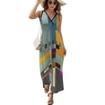 thumbnail image 2 of Mondrian Womens Night Club Maxi Dress V Neck Sleeveless Bohemia Long Dresses, 2 of 9