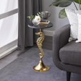 thumbnail image 3 of DecMode 13" x 25" Gold Aluminum Metal Pedestal Sea Horse Accent Table with Black Marble Tabletop, 1-Piece, 3 of 15