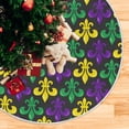 thumbnail image 2 of GZHJMY Mardi Gras Tree Skirt Bright Fleur De Lis Xmas Tree Base Cover Mat Party Living Room Tree Stand Mat Daily Seasonal Home Carnival Decor Festive Gift 35.4", 2 of 5