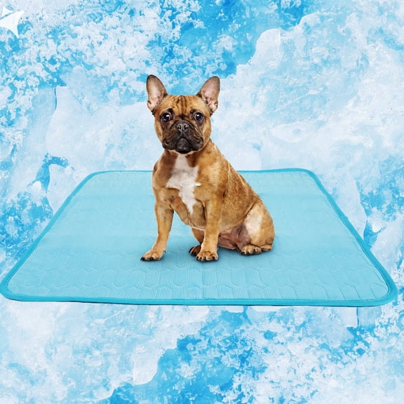 ROZKITCH Summer Dog Cooling Mat Non-Slip Self Cooling Dog Mat for Small and Medium Dogs Durable Dog Crate Mat for Couch Bed Crate Car Seat, Blue, M