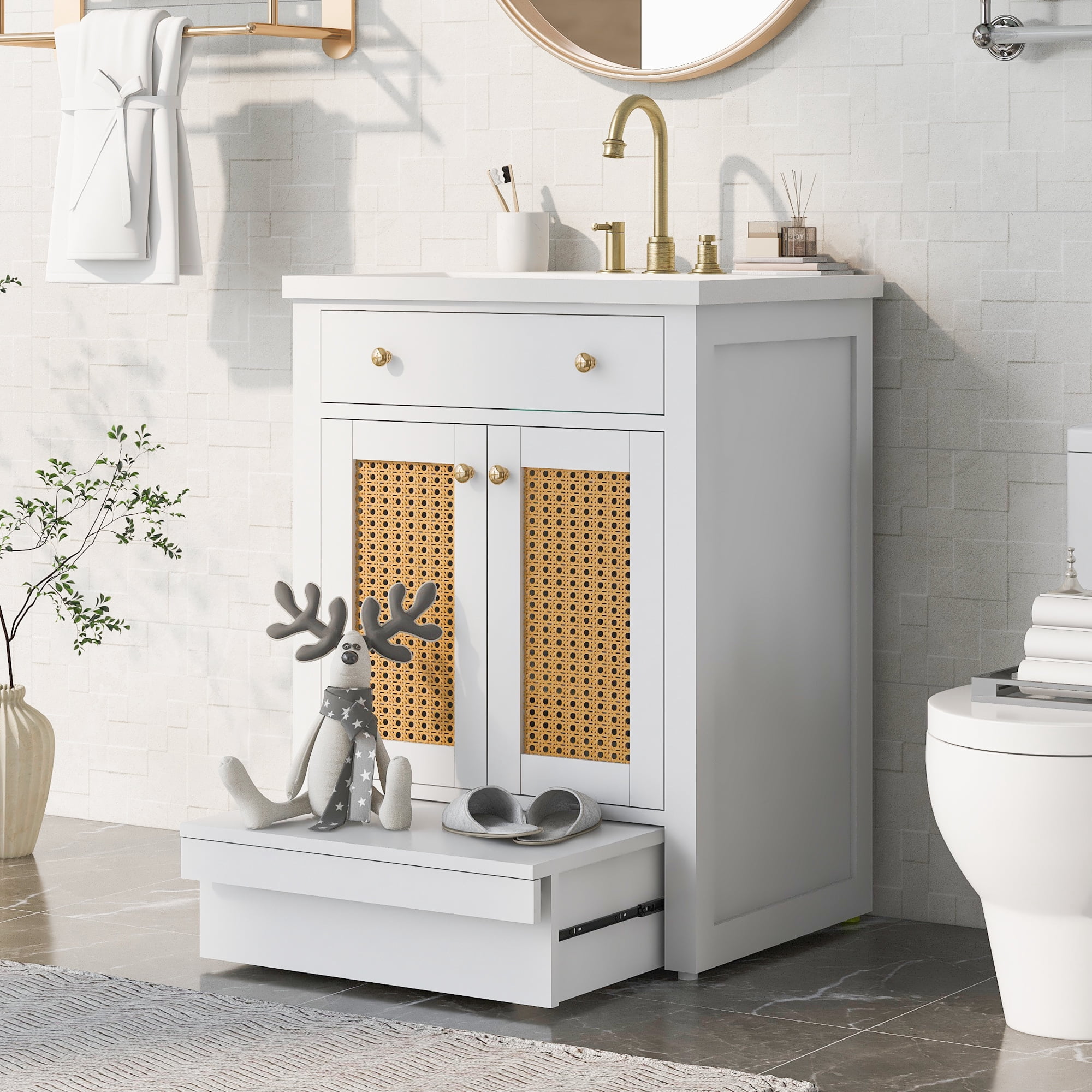 ARTCHIRLY 24 Inch Freestanding Bathroom Vanity, 24'' Floor Stand