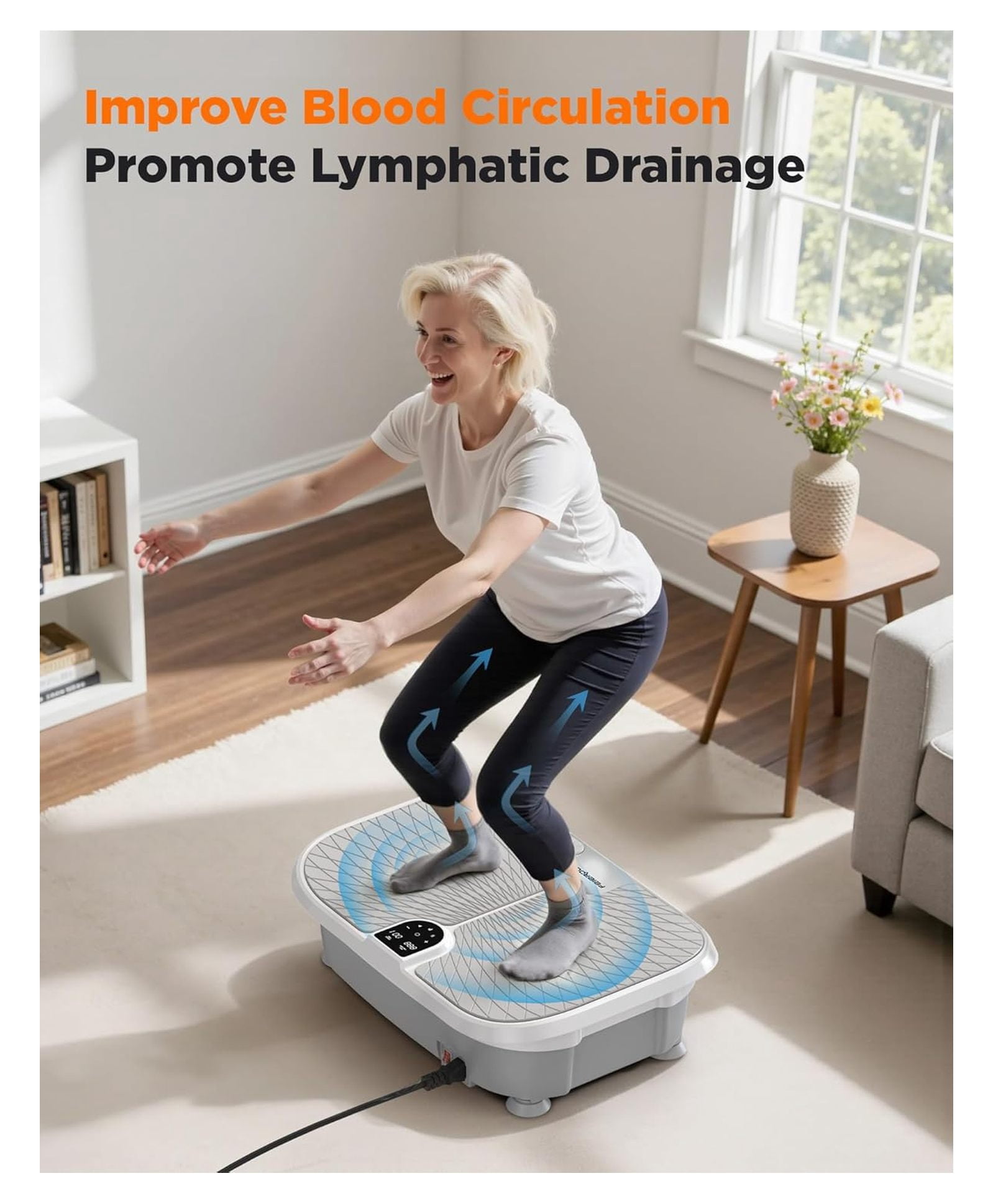 Vibration Plate Exercise Machine, 400 LBS Capacity Vibration Plate for Lymphatic Drainage, Max Space for Whole-Body Workout & Relaxation at Home