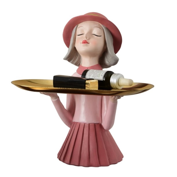 Almacenamiento De Estatua, Figurita De Resina Para Niña, Esculturas De Mesa, Soporte De Almacenamiento De Ornamento De Arte De Sala De Estar Para Llave, Joyería De Caramelo seitruly HA045137-01