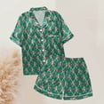 thumbnail image 5 of Yuncity Cute Easter Pajamas For Women Silk Satin Heart Shaped Rabbit Short Sleeve Button Down Shirt Shorts Pjs Loungewear Sleepwear Dark Green Xl, 5 of 5
