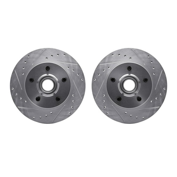 Dynamic Friction Company Front Brake Rotors-Drilled and Slotted-Silver 7002-48016