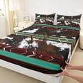 thumbnail image 3 of jejeloiu Cowhide Twin 3-Piece Luxury Cyan Brown Rhombus Sheet Set, 3 of 7