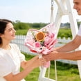 thumbnail image 6 of Handmade Crochet Sunflower & Rose Bouquet - 35cm/13.78in Knitted Flower Arrangement, Home Decor Gift, Tulip Mix (Pink & Yellow), 6 of 6