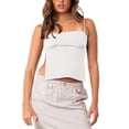 thumbnail image 1 of Playeras,Blusas y Tops,Ropa para Mujer Cultivo sin espalda Tank Top Top corto para mujer, camisola sin mangas con tirantes finos, chaleco con en la espalda, blusa Sexy de verano (White, S), 1 of 7