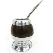 Shine With This Classic Argentina Mate Gourd Cup With Stand Bombilla Kit New 6260