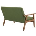 thumbnail image 5 of Modern Loveseat, Linen Upholstered Couch with Detachable Thick Cushion, High Backrest, Leisure Sofa with Solid Wood Armrest & Legs, Green, 5 of 9