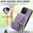 thumbnail image 2 of ShellTech Phone Case for iPhone 13 Pro Max Zipper Wallet Cover with Credit Card Holder Slot Shoulder Crossbody Strap Cell Women Girls Men,Purple, 2 of 11