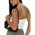 thumbnail image 4 of Bslissey Women's Summer Slim Cami Tops White Sleeveless Halter Neck Vest Ladies Casual Backless Going Out Camisole for Streetwear, 4 of 5