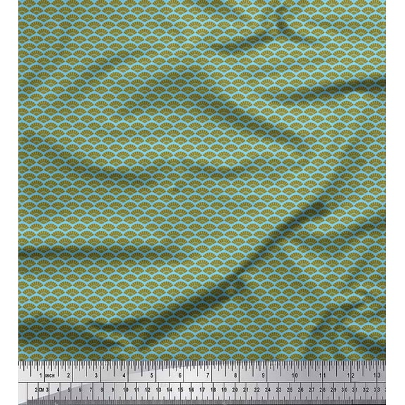 Soimoi Blue Cotton Duck Fabric Seamless Damask Printed Craft Fabric by the Yard 42 Inch Wide