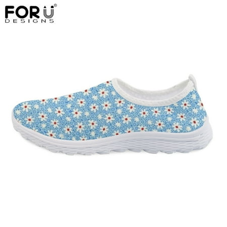 

FORUDESIGNS Female Slip On Sneakers Pretty Disy Fower Pttern Air Mesh Shoes for Women Lightweight Footwear Summer Loafers
