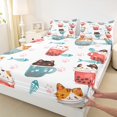 thumbnail image 3 of jejeloiu Cyte Cartoon Kitten Full Size Sheets,Dessert Milk Tea Bed Sheets,Pet Animal Paw Sheet Sets For Girls Boys,Luxury Bedroom Decor,4 Pieces, 3 of 7