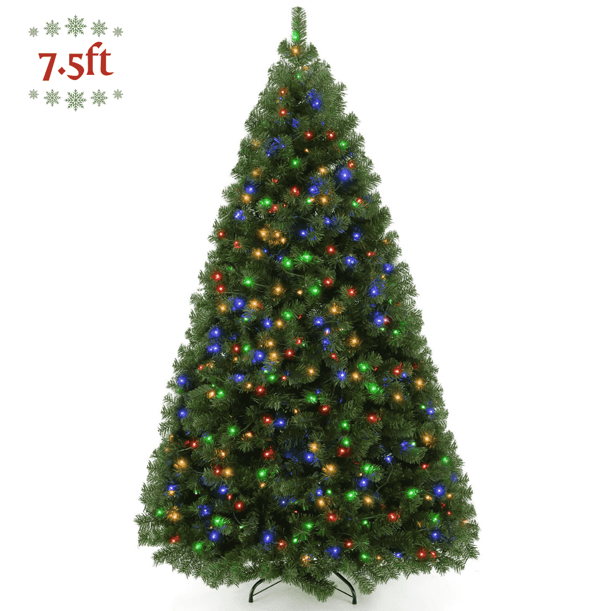 BN-LINK 7ft Flocked Pre-Lit Artificial Christmas Tree with 8