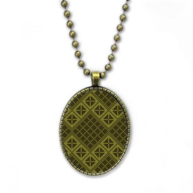 Verde rombo triángulo ilustración patron Collar Colgante de cadena vintage Colección de joyas colgantes Unbranded M