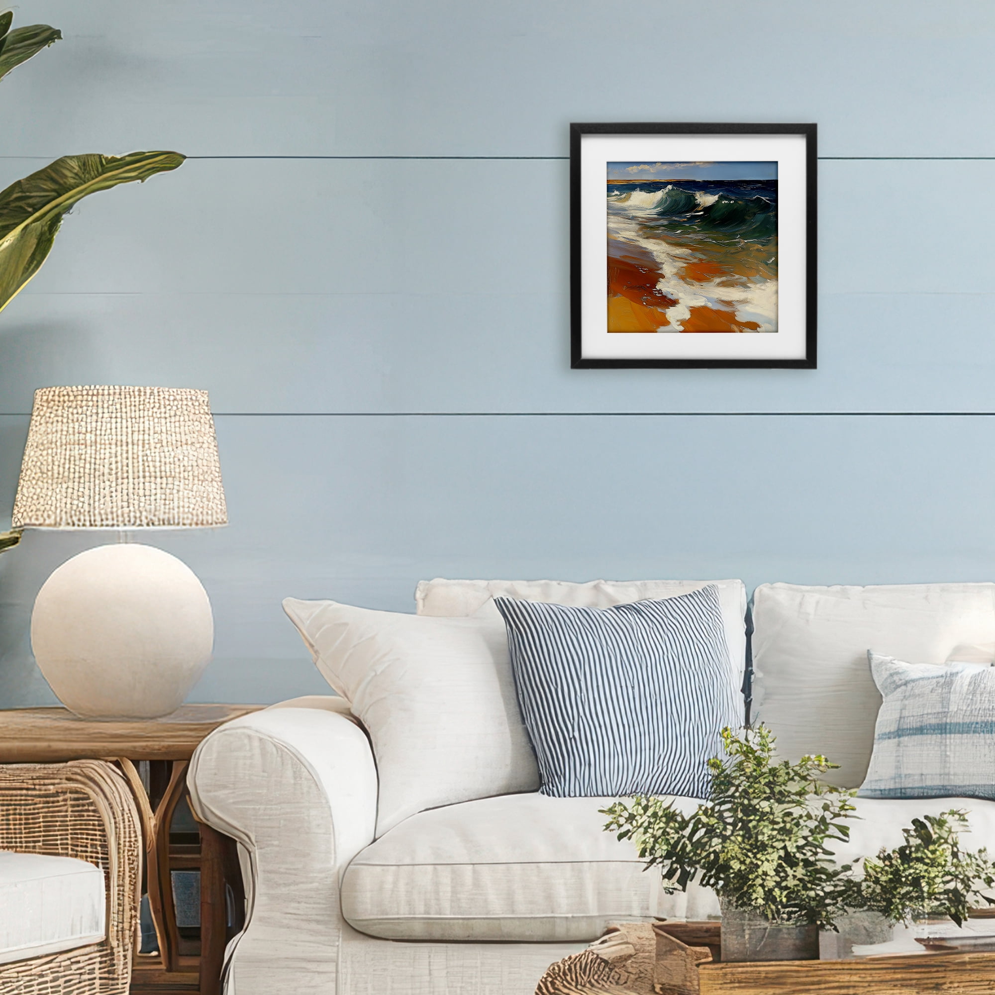Stupell Industries Glassy Ocean Waves Break Black Framed Print Under Glass, design by Walker Noble