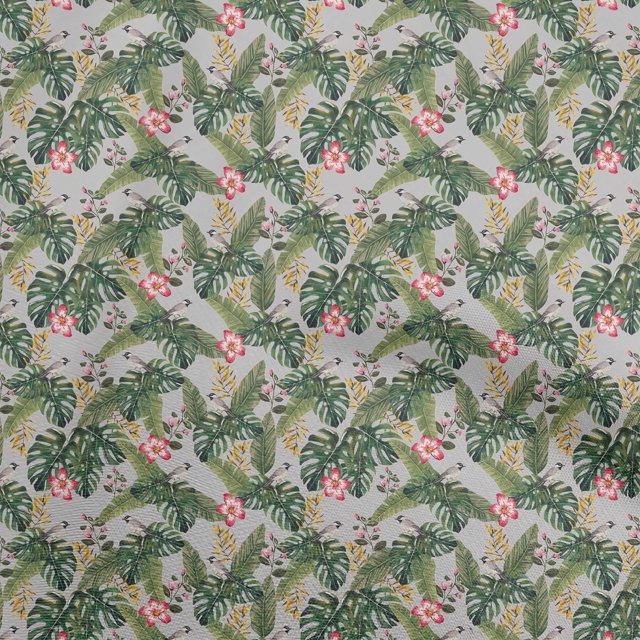 oneOone Cotton Poplin Light Gray Fabric Tropical Craft Projects Decor Fabric Printed By The Yard 56 Inch Wide
