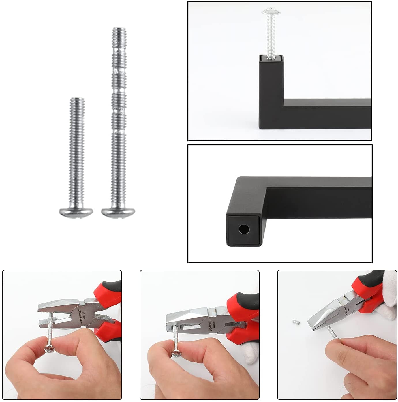 Homdiy 10 Pack Black Cabinet Pulls Square Matte Black Drawer Handles 5 inch Hole Centers