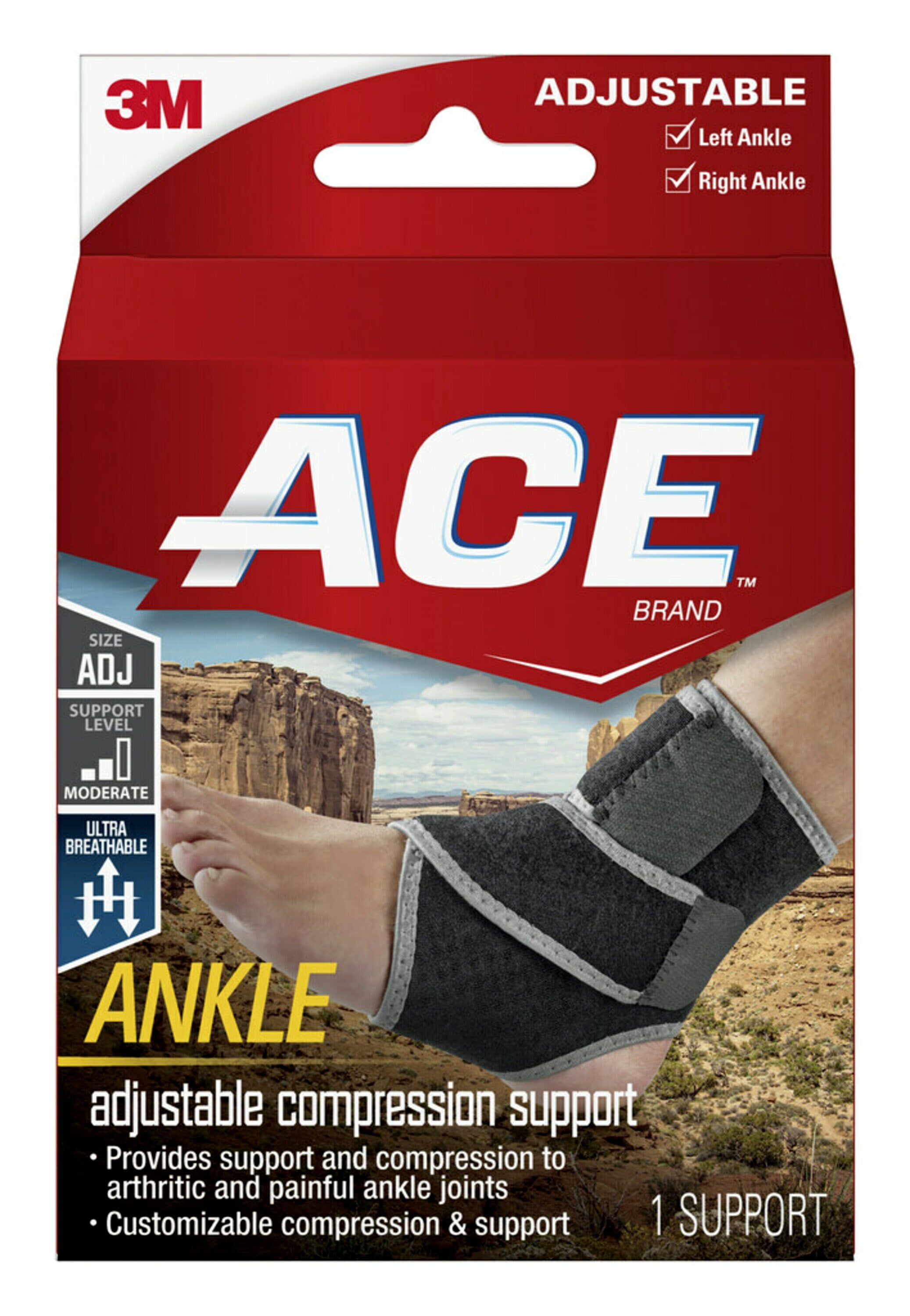 ACE Brand Neoprene Ankle Support, Adjustable, Breathable