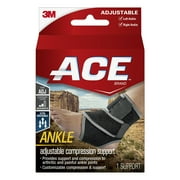 ACE Brand Adjustable Compression Ankle Support, Black  One Size Fits Most