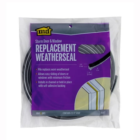 M-D Building Products 04267 17 ft. Gray Pile Replacement Weatherseal for Storm Doors & Windows