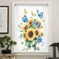 thumbnail image 4 of Sunflower Butterfly Semi Sheer Curtains Drapes for Living Room, Bedroom, French Doors Window 96 Inches Long, Yellow Blue Spring Pastoral Plant Rod Pocket Chiffon Curtain Drapery Voile Drape Panel, 4 of 6