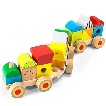 Imagination Generation Bold & Brilliant Stacking Train | Wooden Fine Motor Skills (Best Toys For Fine Motor Skills)