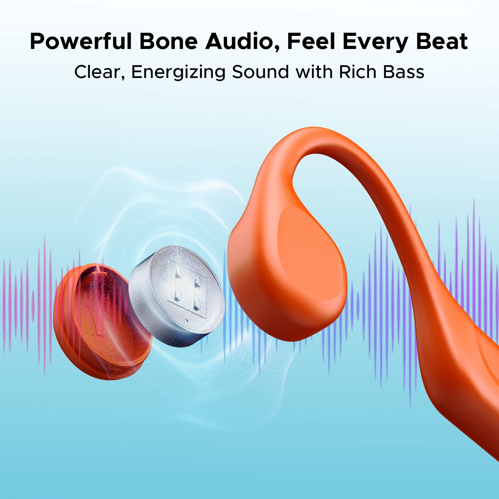 DOOGEE Bone Conduction Headphones, Running Headphones, Open-Ear Headphones, Sports with Safety LED Light, IP66 Waterproof, Bluetooth 6.0, 10H Playtime & Adjustable Band for Night Running